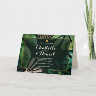 Topical Leaves Pattern Folded Wedding Invitation