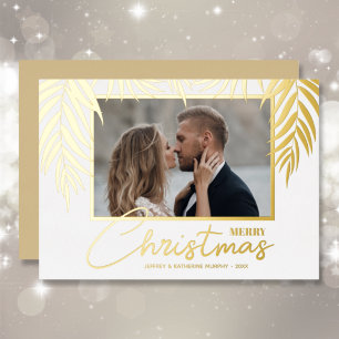Topical Merry Christmas Photo Foil Holiday Card