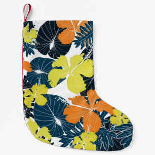 Topical palm leaves on seamless pattern . illustra small christmas stocking