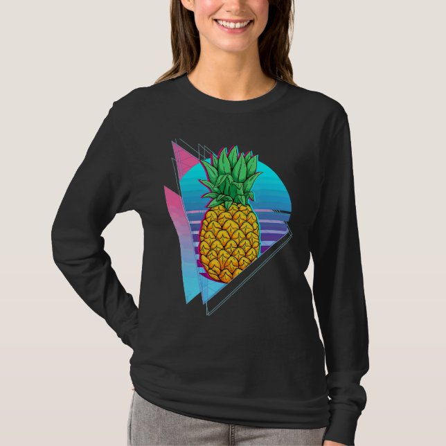 Topical Summer Vacation Pineapple Synthwave 90s Va T-Shirt (Front)