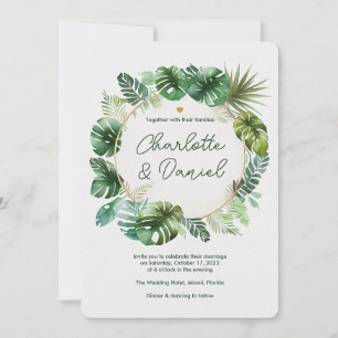 Topical Watercolor Pattern   Wedding Invitation
