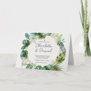 Topical Watercolor Print   Folded   Wedding Invitation