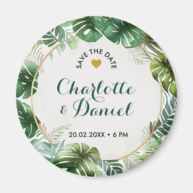 Topical Watercolor Print | Wedding | Save The Date Magnet (Front)