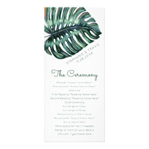 Topical Wedding Monstera Leaf Skinny Program Rack Card