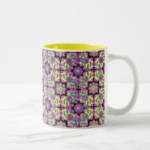 TOPKAPI, black and yellow ,purple ,green, pink Two-Tone Coffee Mug