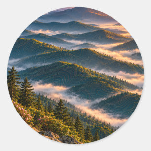 Topo Ridge Dawn Topographic Mountain Poster Classic Round Sticker