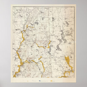 Topographic and Glacial Map of New Hampshire 3 Poster