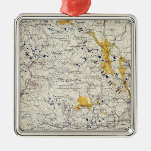 Topographic and Glacial Map of New Hampshire Metal Tree Decoration