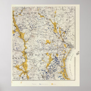 Topographic and Glacial Map of New Hampshire Poster
