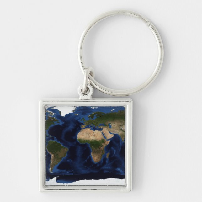 Topographic & bathymetric shading of full earth key ring (Front)