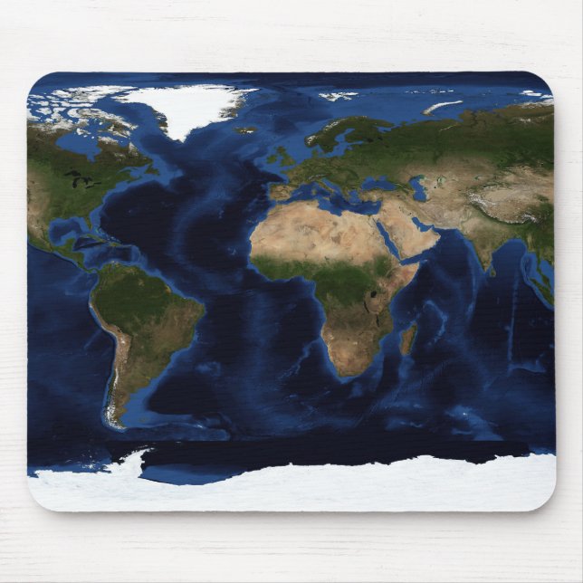 Topographic & bathymetric shading of full earth mouse pad (Front)