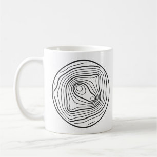 Topographic Contour Lines in a Circle Coffee Mug