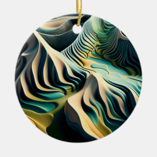 Topographic Currents Ceramic Ornament
