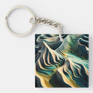 Topographic Currents Key Ring