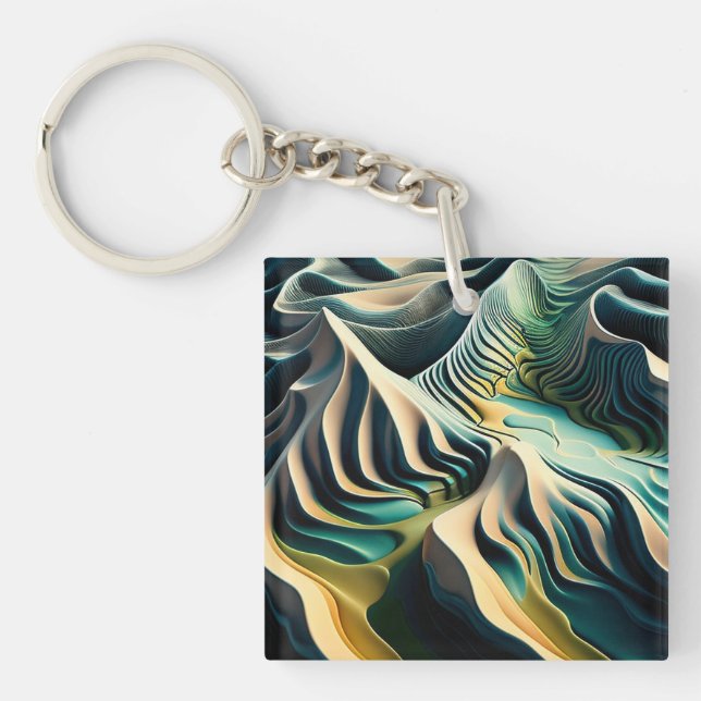 Topographic Currents Key Ring (Front)