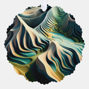 Topographic Currents Tree Decoration Card