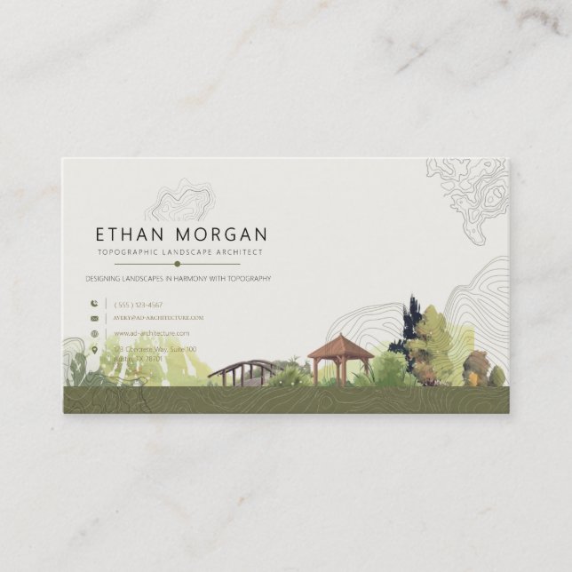 Topographic Landscape Architect Business Card (Front)