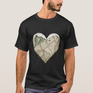Topographic Map Heart T-Shirt