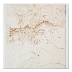 Topographic map of the ruins of Thebes Poster