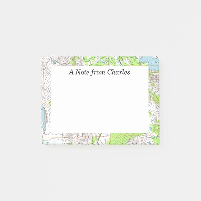 Topographic Map Personalised Post-it Notes (Front)