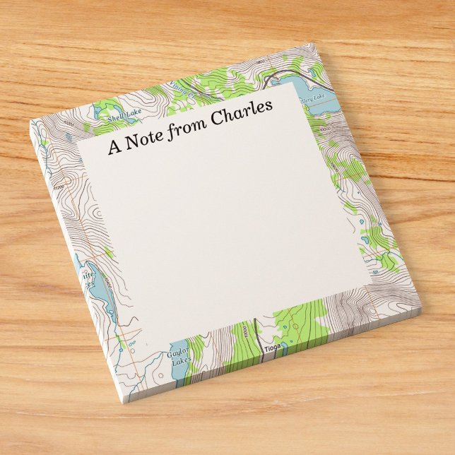 Topographic Map Personalised Post-it Notes (Desk View)