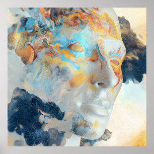 Topographic Mind Flow Colourful Profile Poster