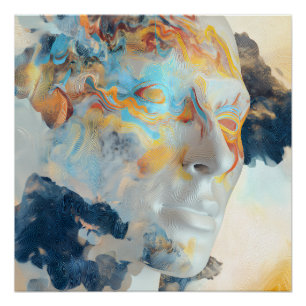 Topographic Mind Flow Colourful Profile Poster