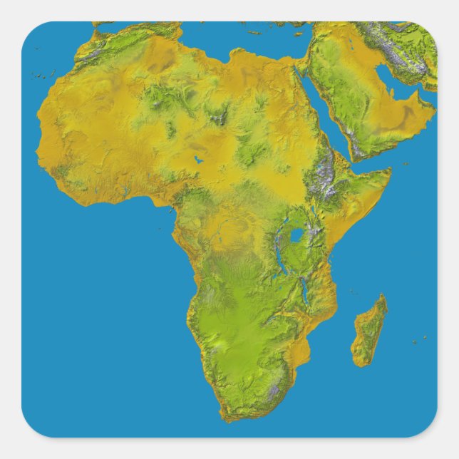 Topographic view of Africa Square Sticker (Front)