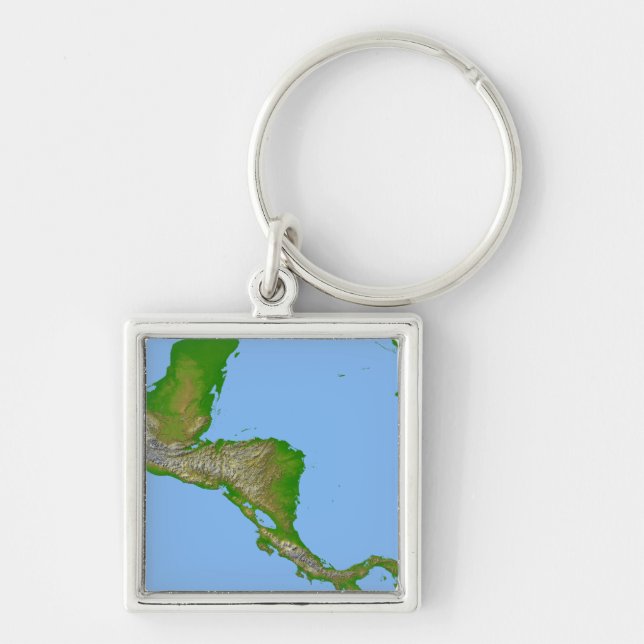 Topographic view of Central America Key Ring (Front)