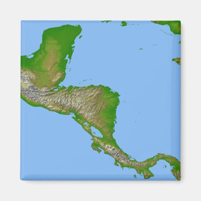 Topographic view of Central America Magnet (Front)
