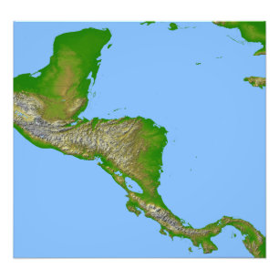 Topographic view of Central America Photo Print
