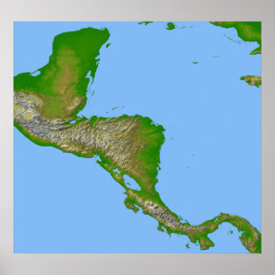 Topographic view of Central America Poster