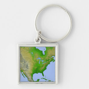 Topographic view of North America Key Ring