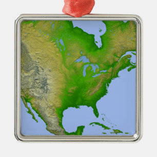 Topographic view of North America Metal Ornament
