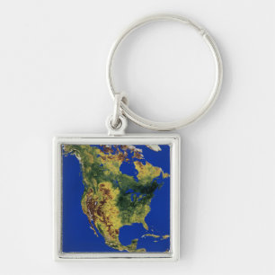 Topographic View of North and Central America Key Ring