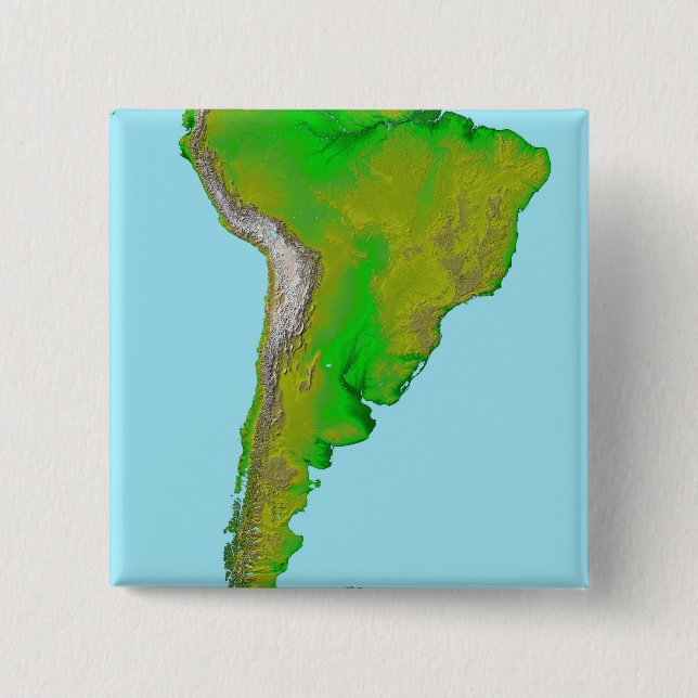 Topographic view of South America 15 Cm Square Badge (Front)