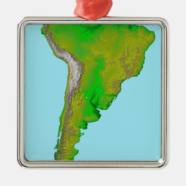 Topographic view of South America Metal Ornament (Front)