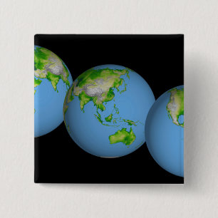 Topographic views of the world 15 cm square badge