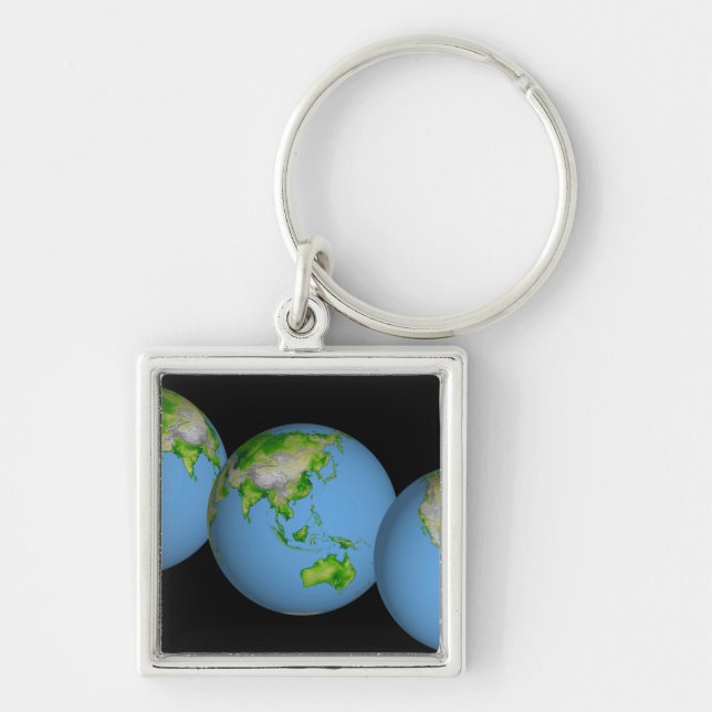 Topographic views of the world key ring (Front)