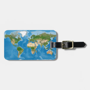 Topographic World Map Earth Illustration Luggage Tag