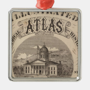 Topographical atlas metal ornament