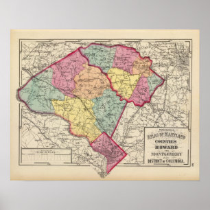 Topographical atlas of Maryland counties 2 Poster