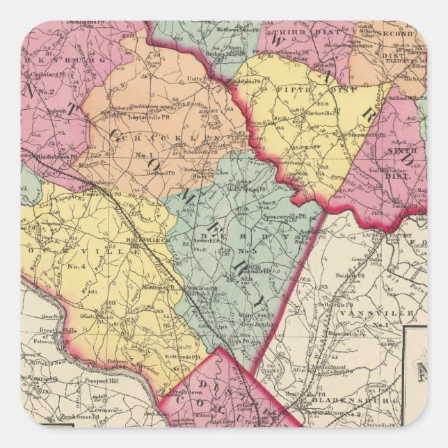 Topographical atlas of Maryland counties 2 Square Sticker (Front)