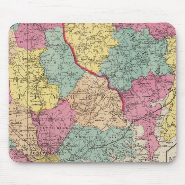 Topographical atlas of Maryland counties 3 Mouse Pad (Front)