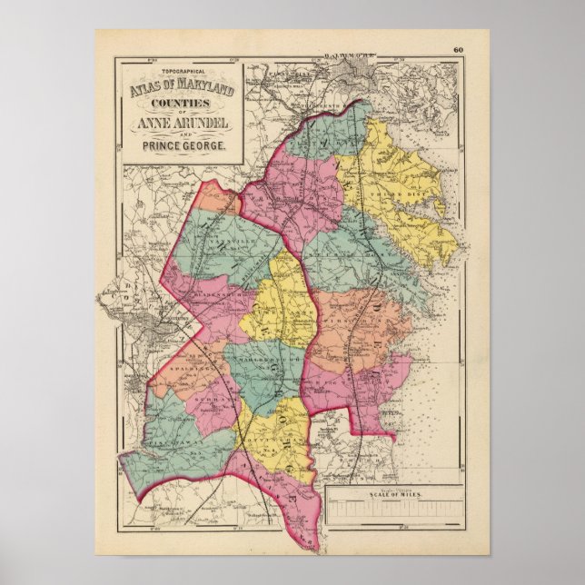Topographical atlas of Maryland counties 3 Poster (Front)