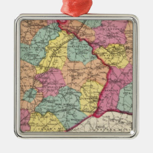 Topographical atlas of Maryland counties 5 Metal Tree Decoration