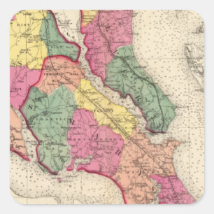 Topographical atlas of Maryland counties 6 Square Sticker