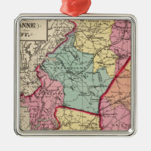 Topographical atlas of Maryland counties Metal Tree Decoration