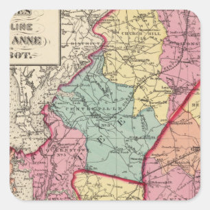 Topographical atlas of Maryland counties Square Sticker