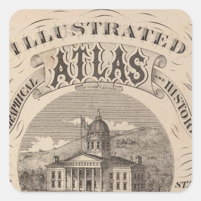 Topographical atlas square sticker (Front)